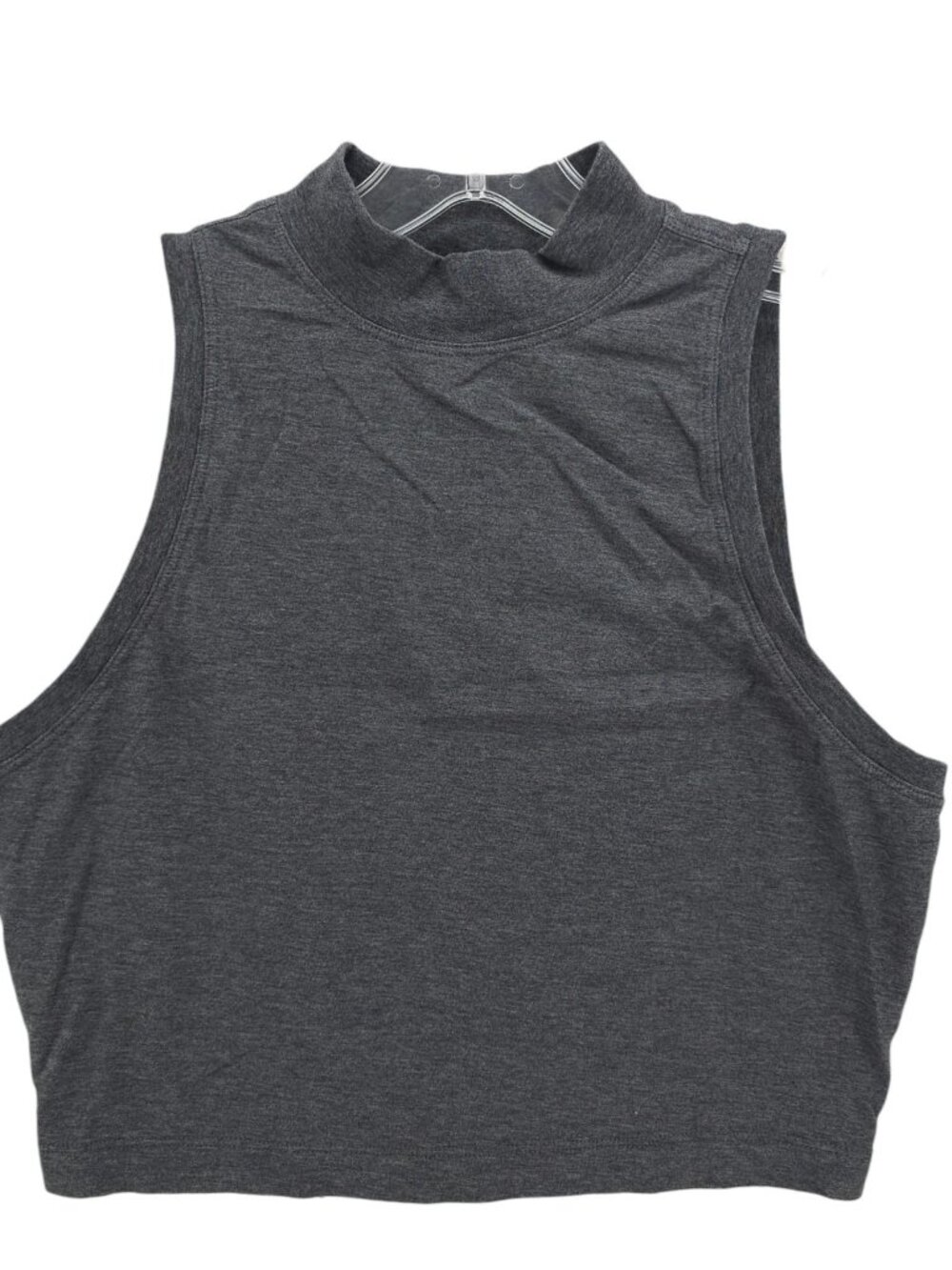 LULULEMON Kitsilano Mock Tank Top Heathered Grey Pima Cotton Cropped Size 8